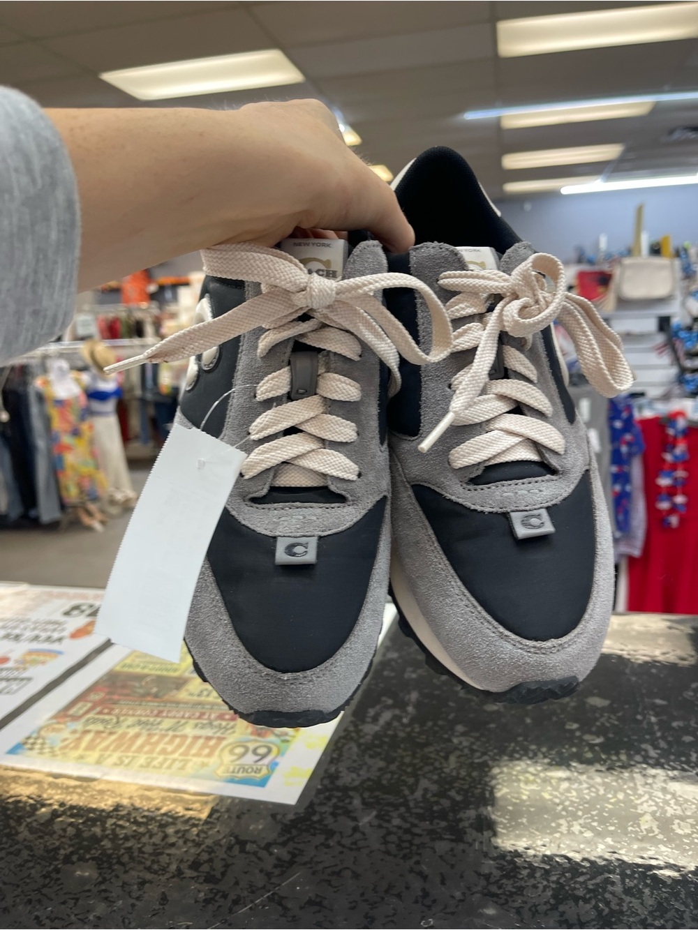 Coach Gray and Black Suede-Accent Women’s Sneakers - Picture 9 of 9